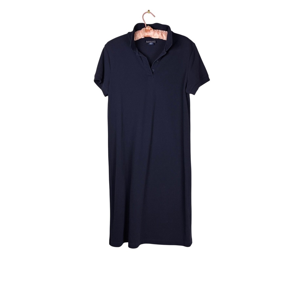 Lands End Dress S 6/8 Polo Style A-line navy blue cotton summer classic vacation